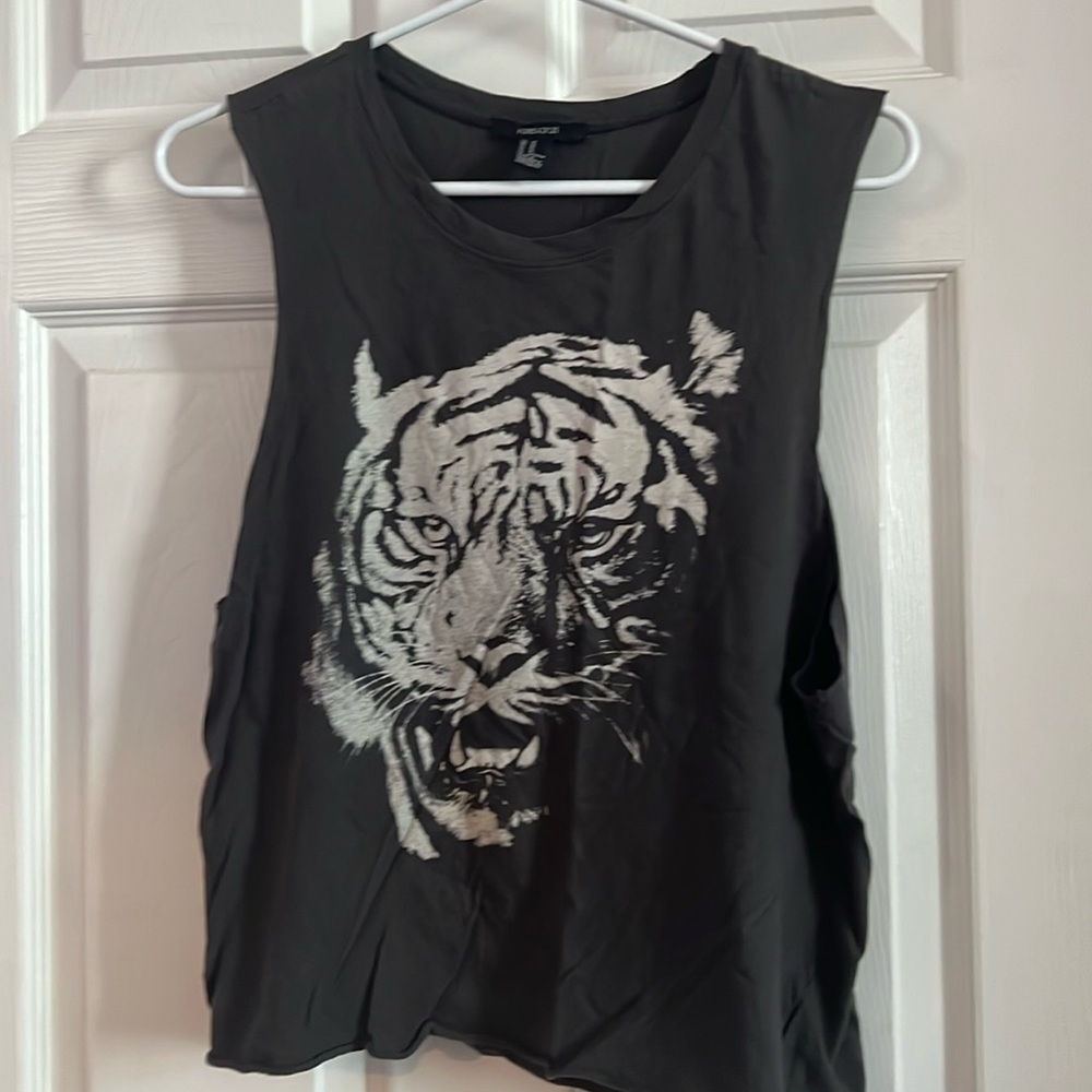 Forever 21 Black Tiger Print Muscle Tee